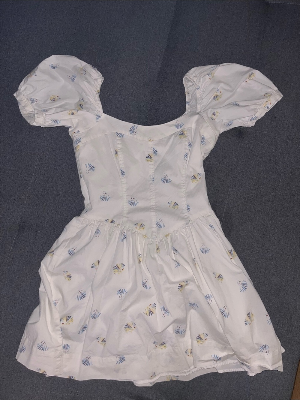 Wayf White Mini Dress with Pastel Fan Print - Picture 4 of 7